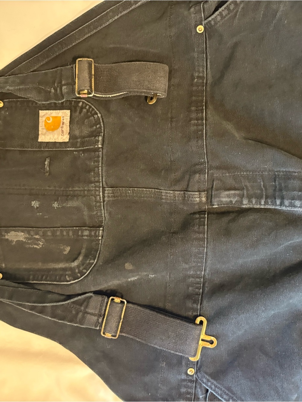 Carhartt Men’s Black Relaxed Work Jeans Overalls with Brass Hardware